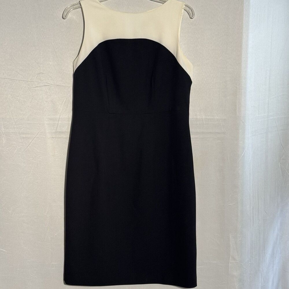 Worthington Size 8 Black White Career Sheath Sleeveless Dress Lined Easter